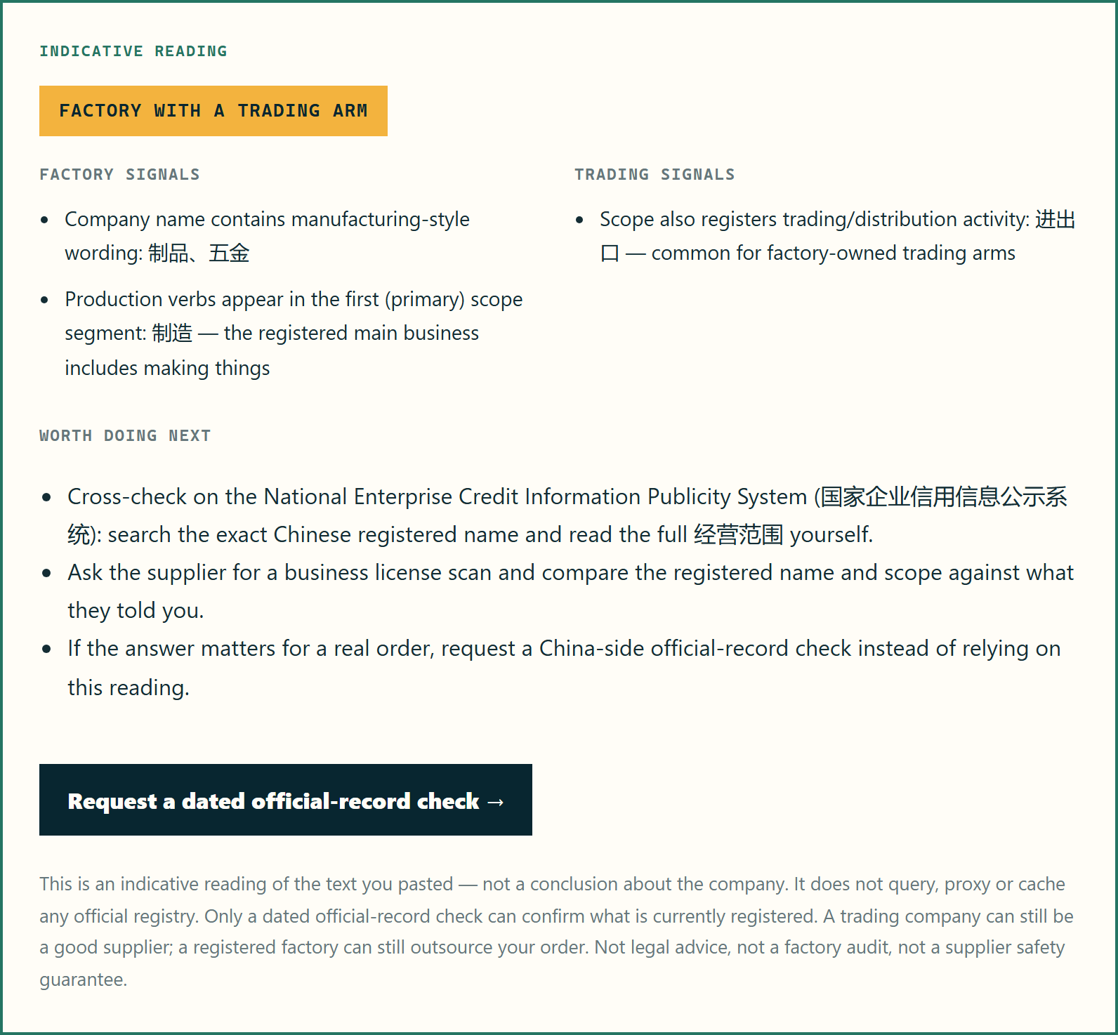 Full China Supplier Due Diligence Report private supplier evidence report preview